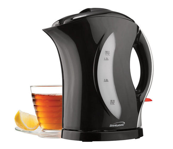 Brentwood KT-1618 BPA Free 1.7L Cordless Electric Kettle, Black/Silver [KT-1618]