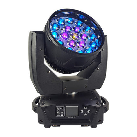 Blizzard Flurry Z (19) 15W RGBW Moving Head Fixture, 3-Zone Control Rings