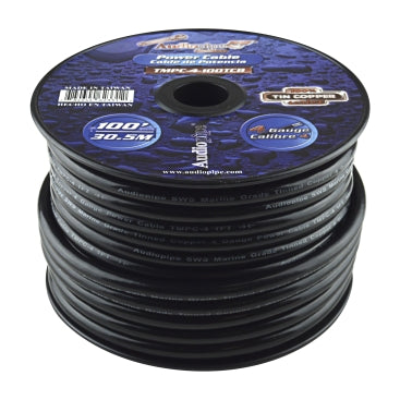 Audiopipe, Marine 4 Gauge 100 Feet Black Tinned 100% Pure Copper Power Cable
