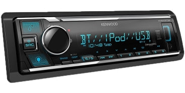 KENWOOD 1-DIN MEDIA RECEIVER WITH BLUETOOTH 1-DIN MEDIA RECEIVER WITH BLUETOOTH. AMAZON ALEXA READY, VARIABLE COLOR ILLUMINATION, 13-BAND EQ & DIGITAL TIME ALIGNMENT, FRONT USB & AUX IN