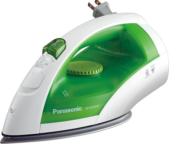 Panasonic Dry and Steam Iron with Titanium Coated Soleplate, Precision Temperature Dial – 1200 Watt – NI-E250TR (White/Green),Medium