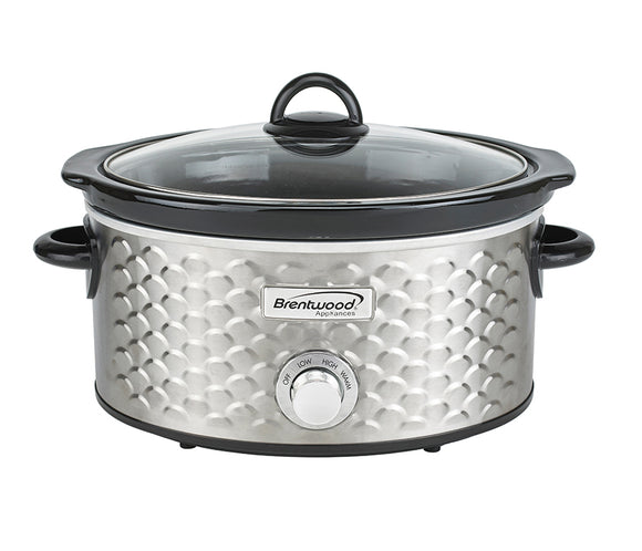 Brentwood SC-140S Scallop Pattern 4.5 Quart Slow Cooker, Stainless Steel [SC-140S]