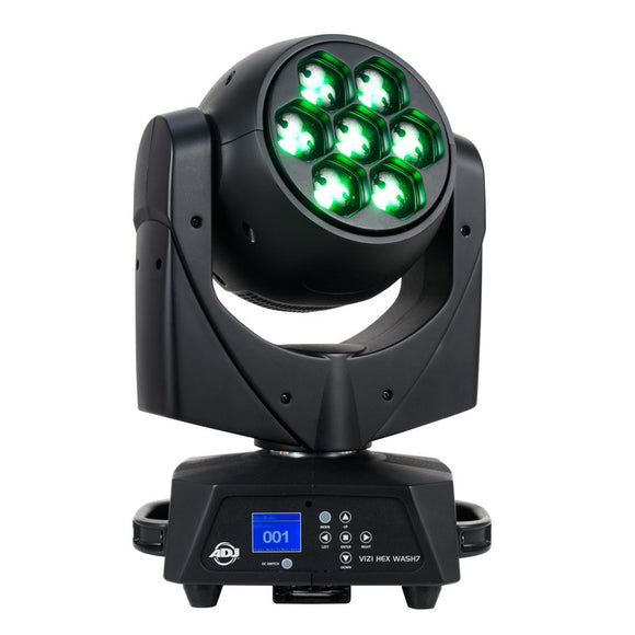 ADJ Vizi Hex Wash7 7x15W RGBWA+UV LED Moving Head Wash with Zoom